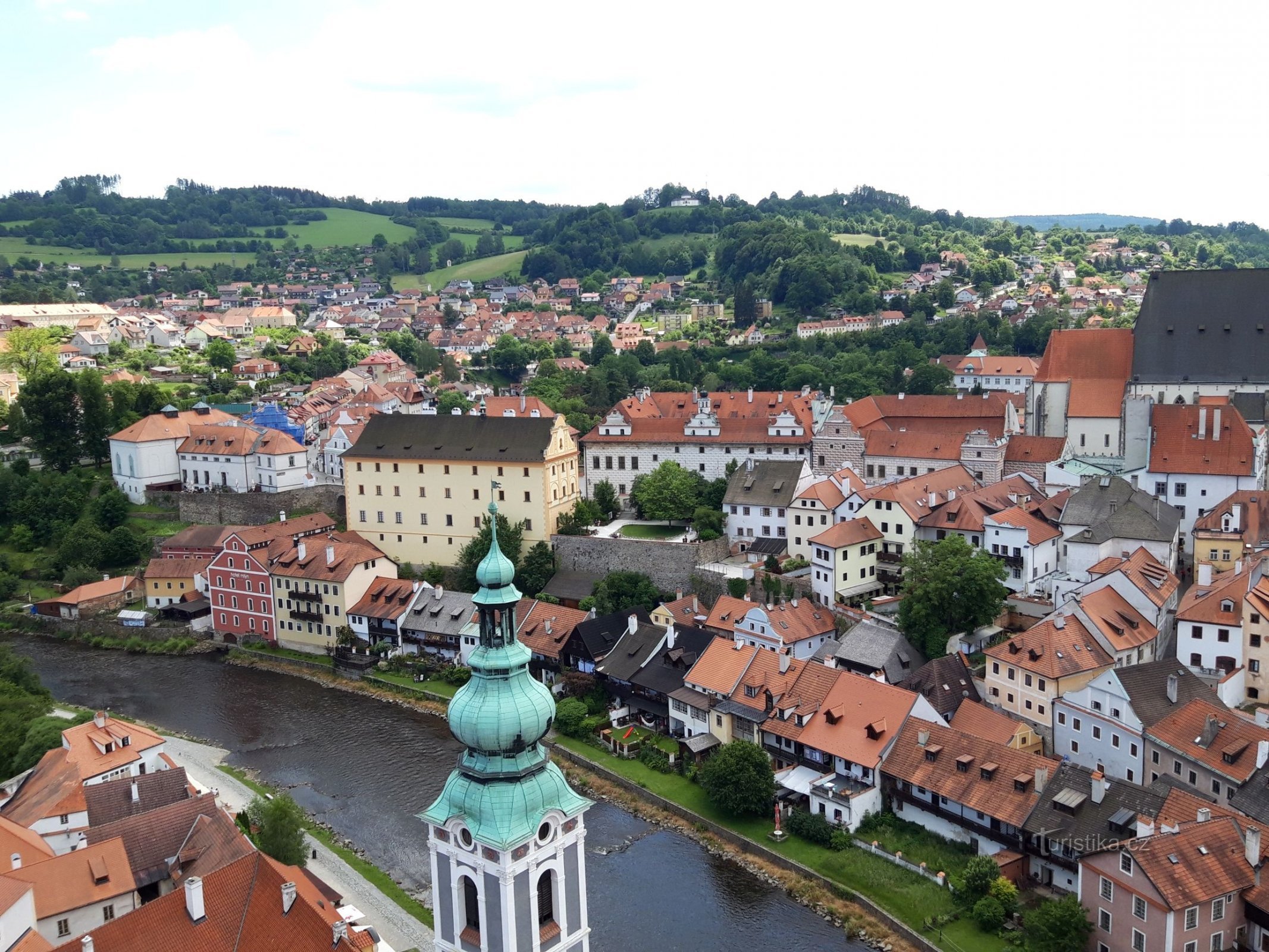 Český Krumlov och det högsta tornet av alla torn