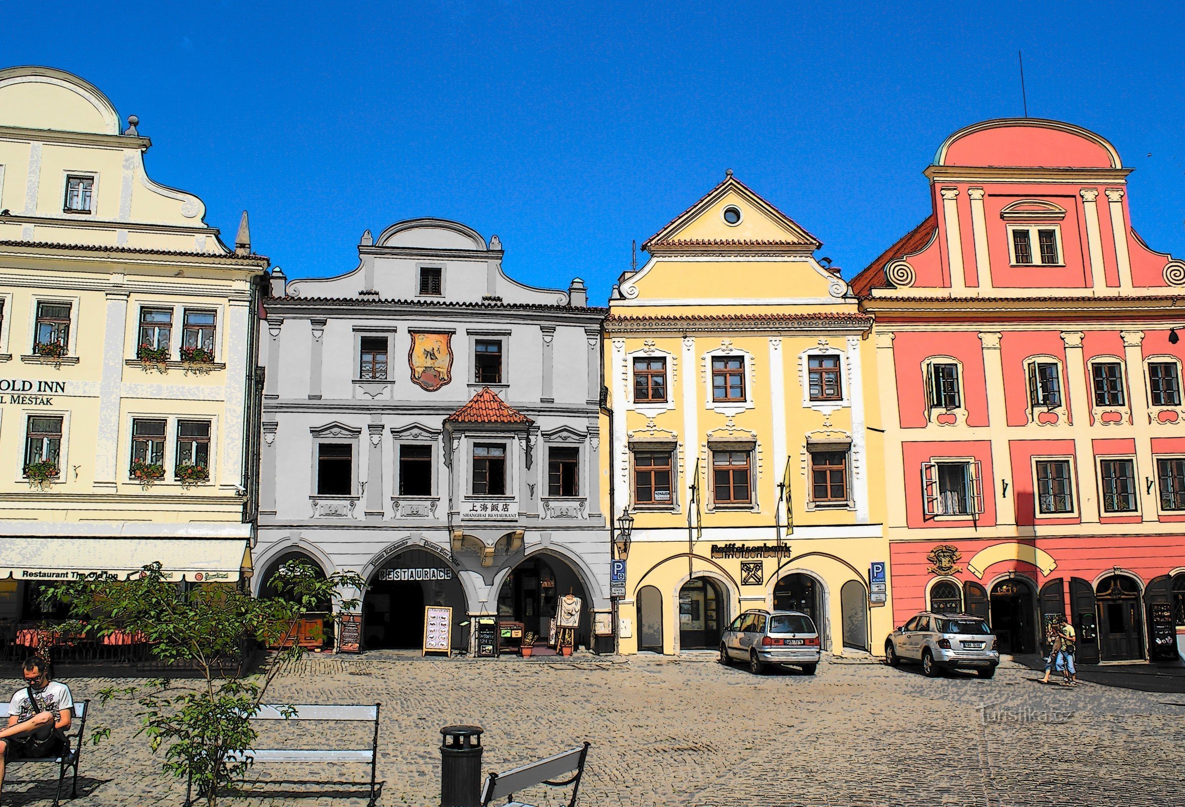 Český Krumlov – náměstí Svornosti, skutečné historické centrum města