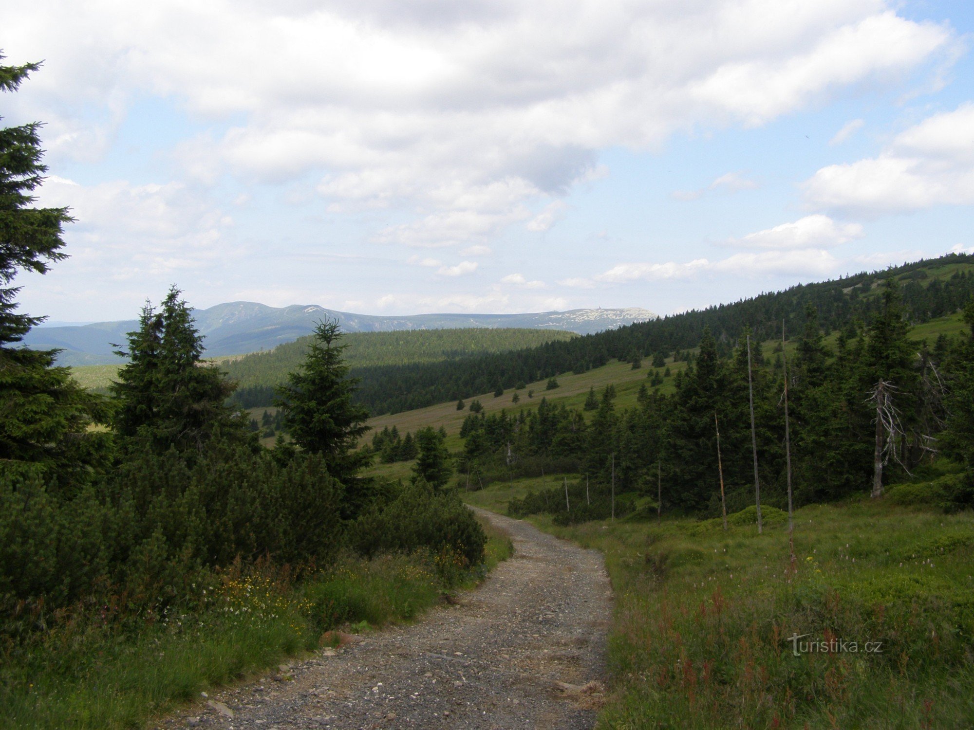 camino en el cruce turístico de Nad Klínovkou