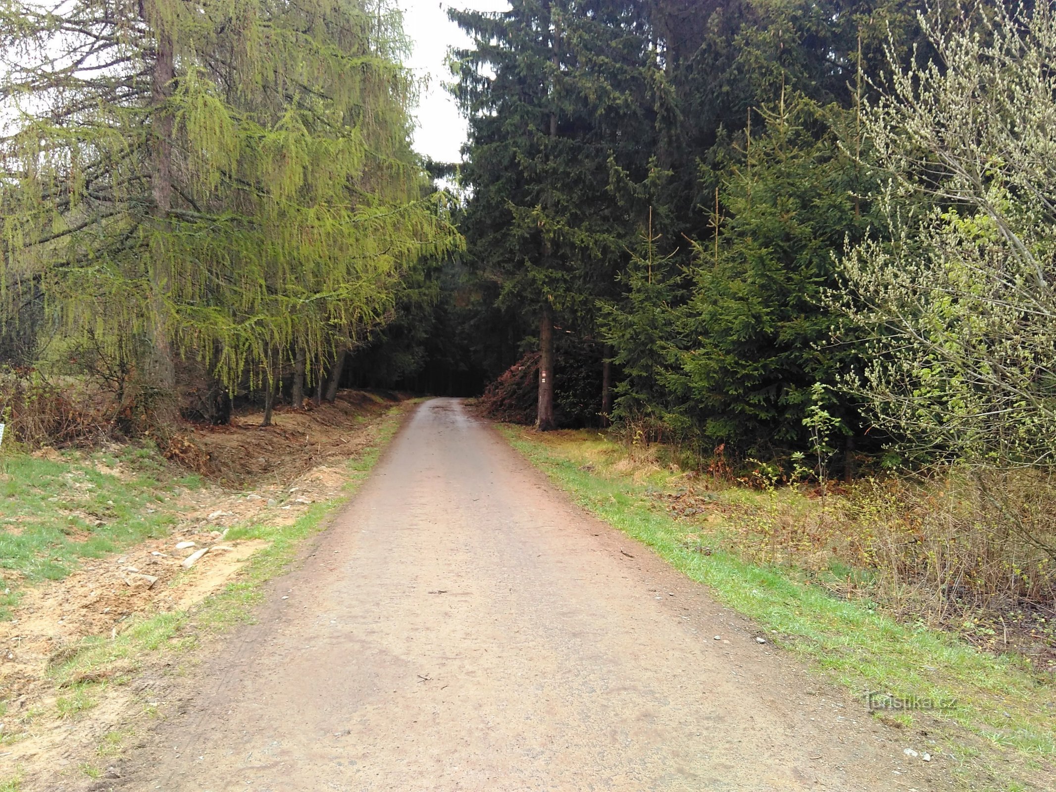 a estrada além da aldeia de Benešov