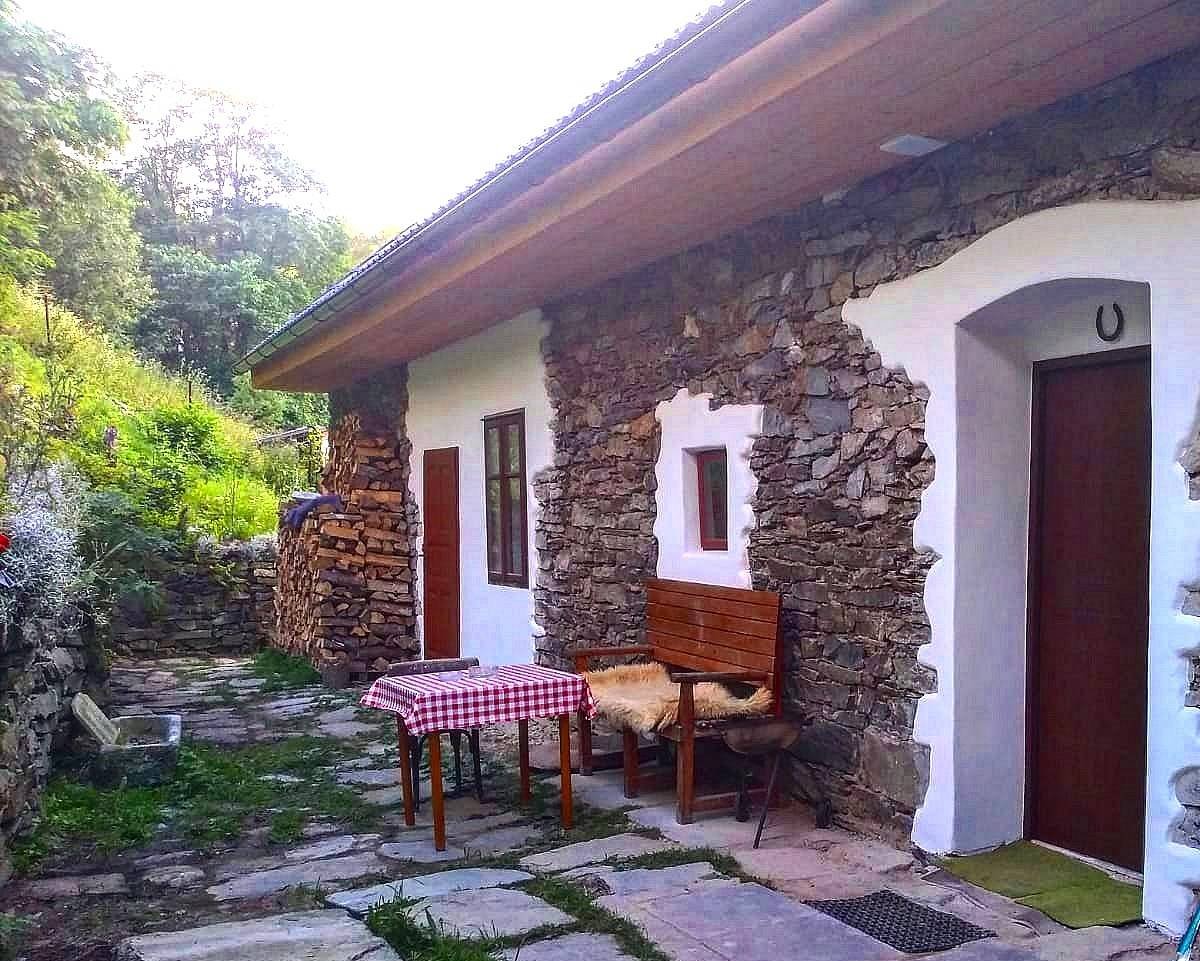 Cottage Palouk for rent Branná - Sitting in front of the cottage