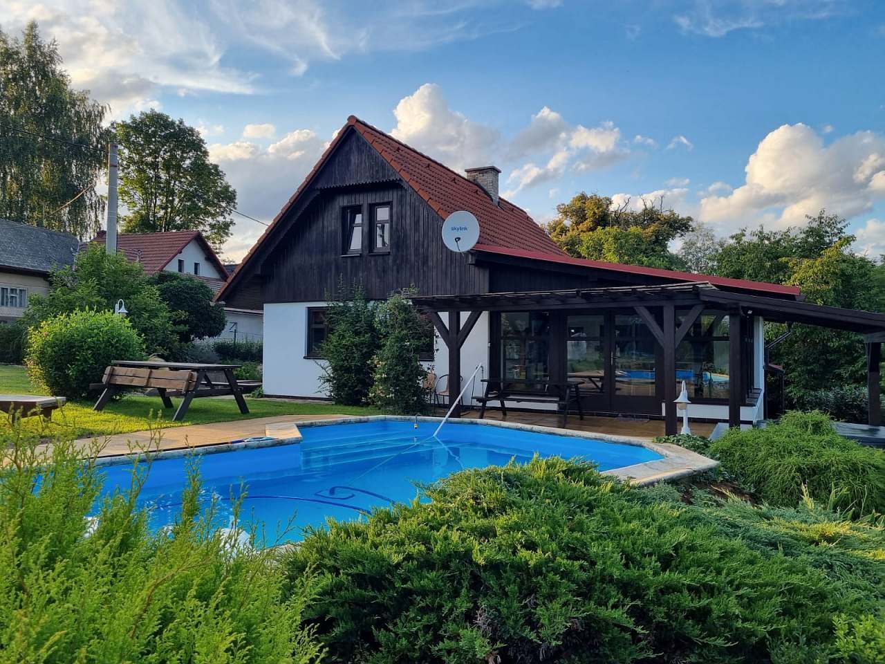 Een huisje met een eigen vijver te huur Štidla in Český ráj
