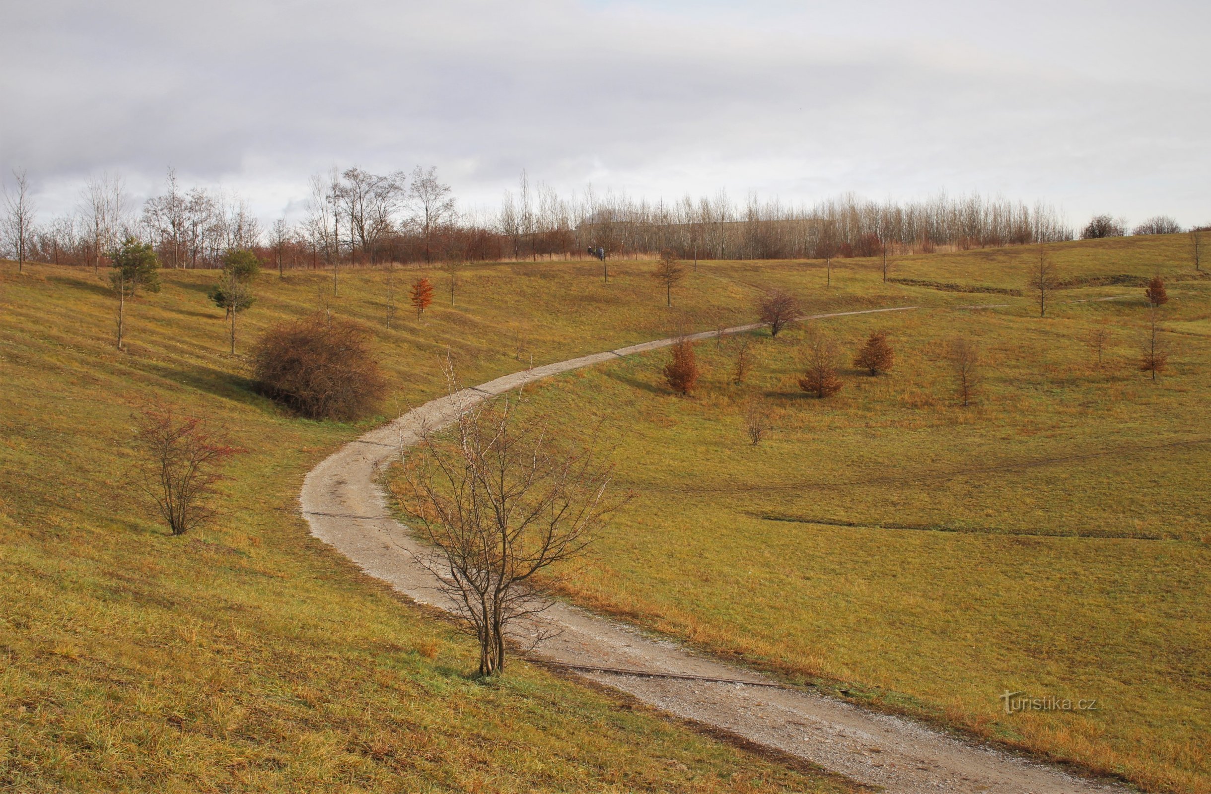 The footpath leading from the shopping center to the ridge of Planýrky