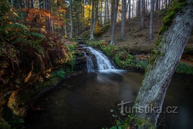 Chrastenský waterfall in the Lužické mountains
