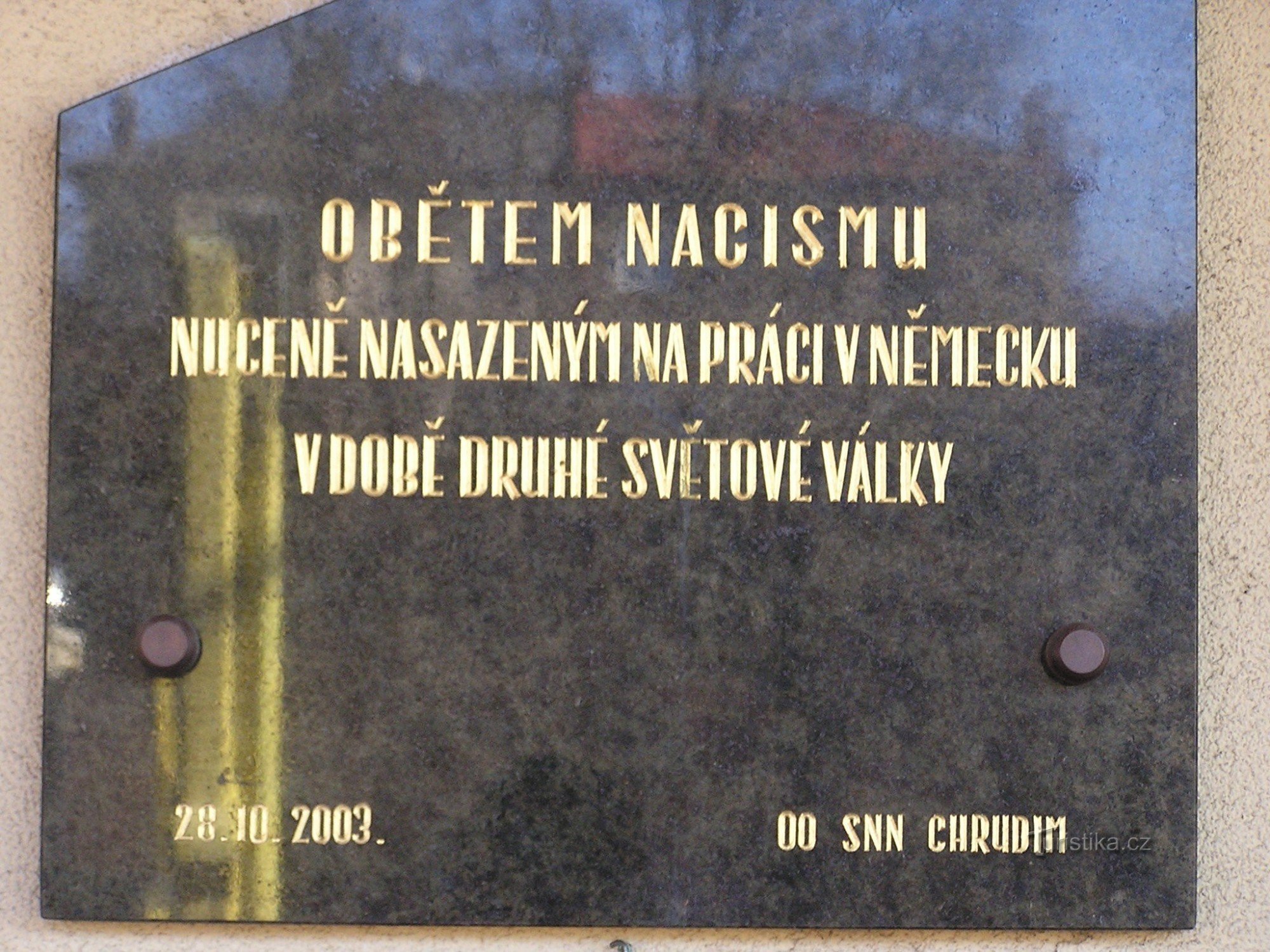 Chrudim - commemorative plaque to those forcibly deployed in Germany