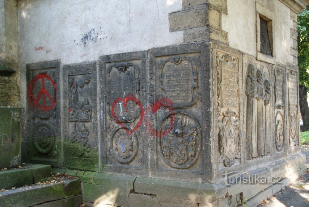 Chrudim – Renaissance tombstones at the church of St. Michael, the archangel