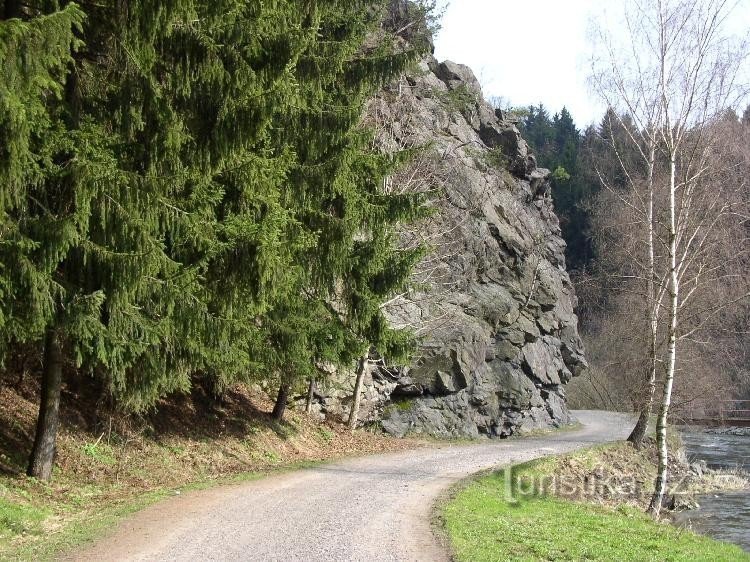 Practice climbing rock near Malé Beranov: The rock is located near the red-marked t