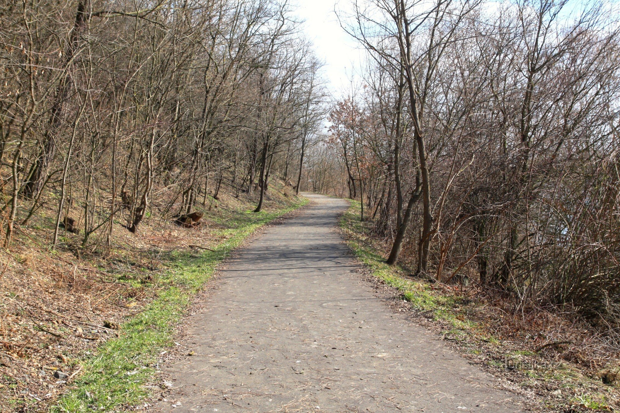 Ścieżka rowerowa do katastru Strachotín wzdłuż zbiornika Věstonické