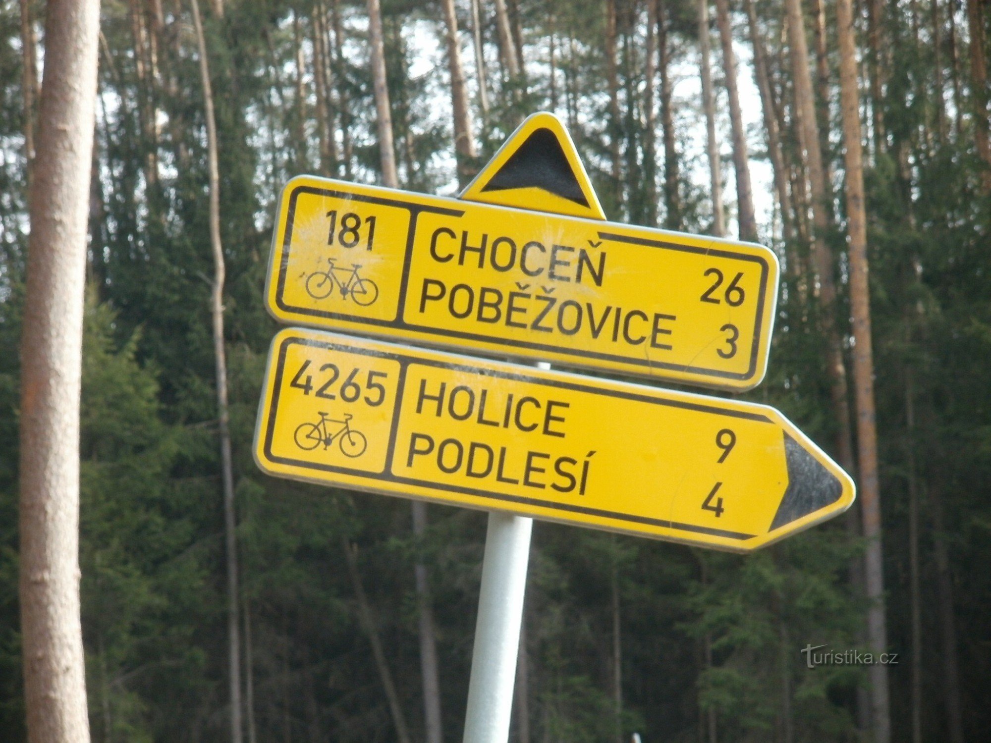 Fahrradknotenpunkt im Park bei Vysoké Chvojno