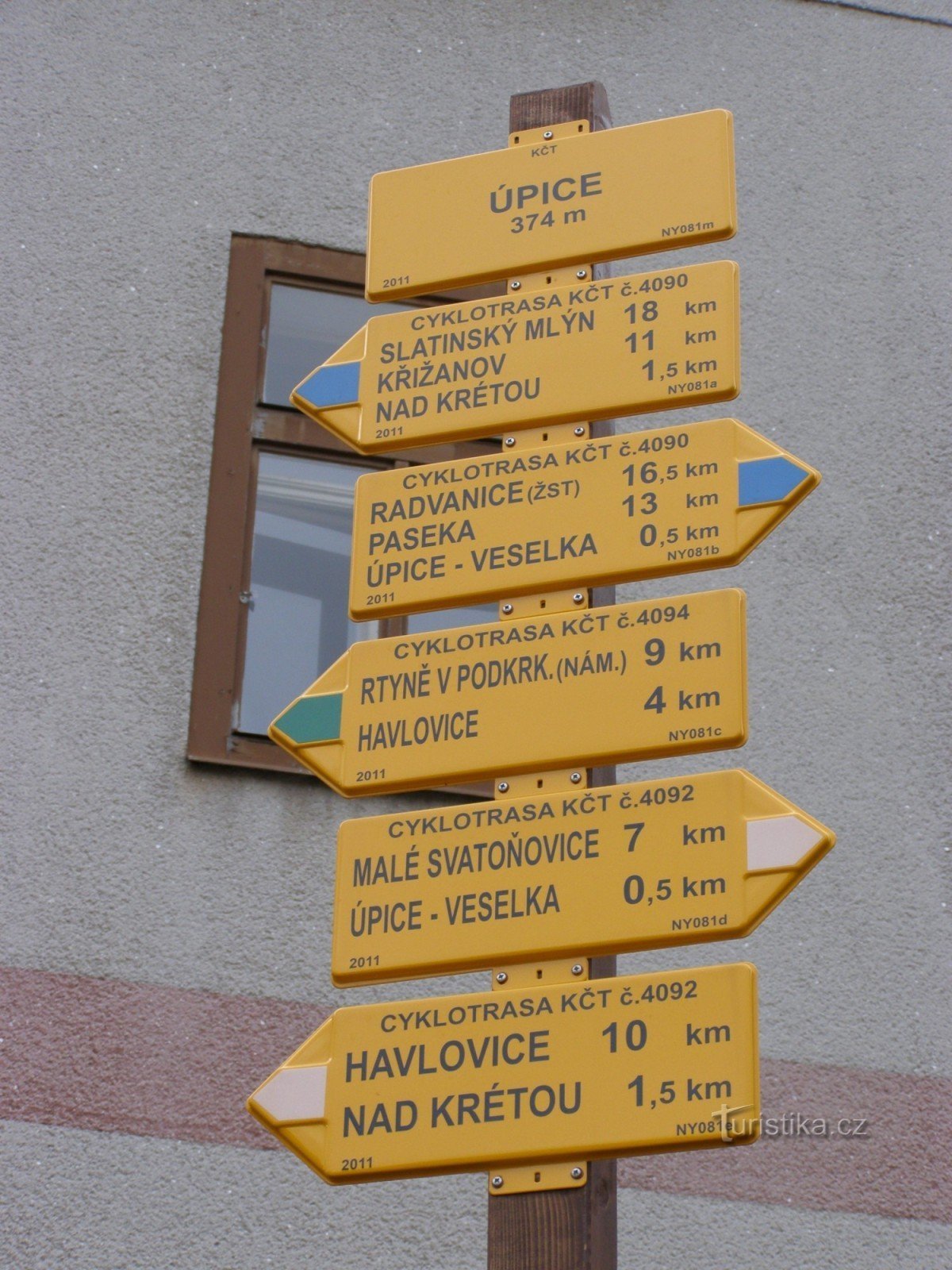 kerékpáros turisztikai csomópont Úpice - TG Masaryk tér