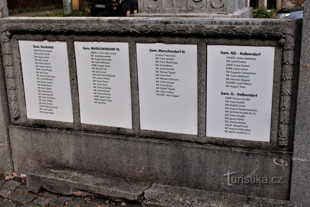 A plaque with the names of the fallen