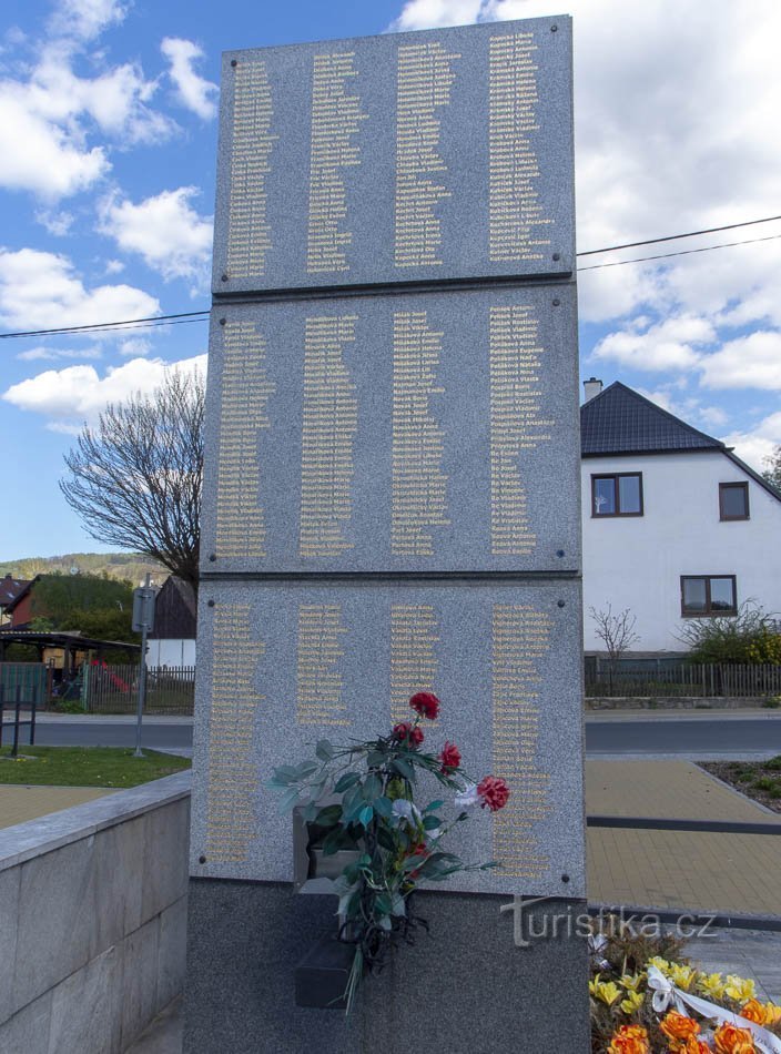 Plaques with the names of the victims