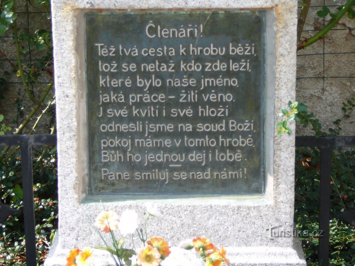 J. Š. Baar sírján lévő emléktábla részlete
