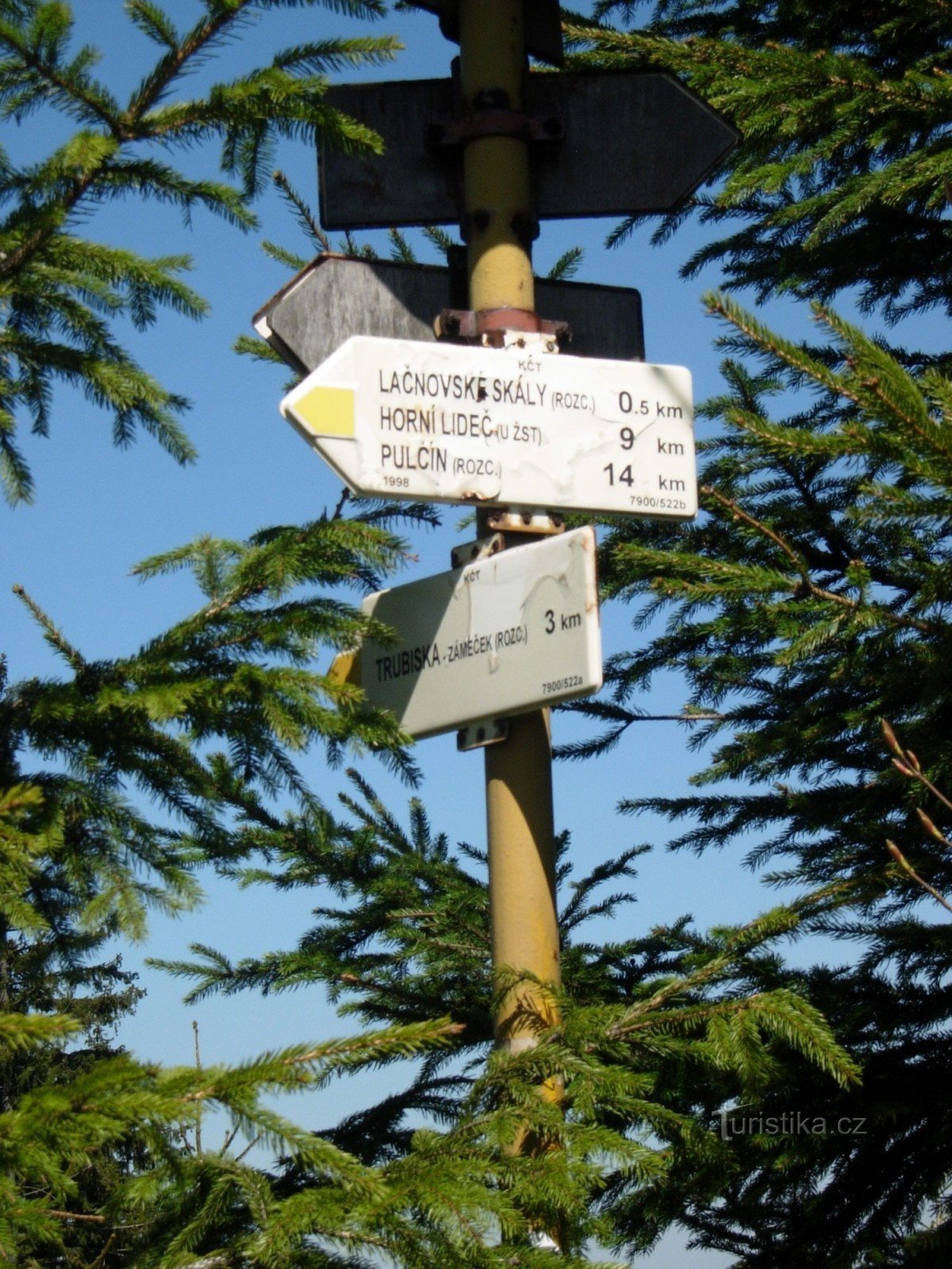 Detail of the Láz signpost