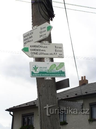 Detalhe da placa de sinalização em Řehořov