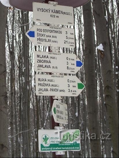 Detalhe da placa de sinalização Vysoký Kamen