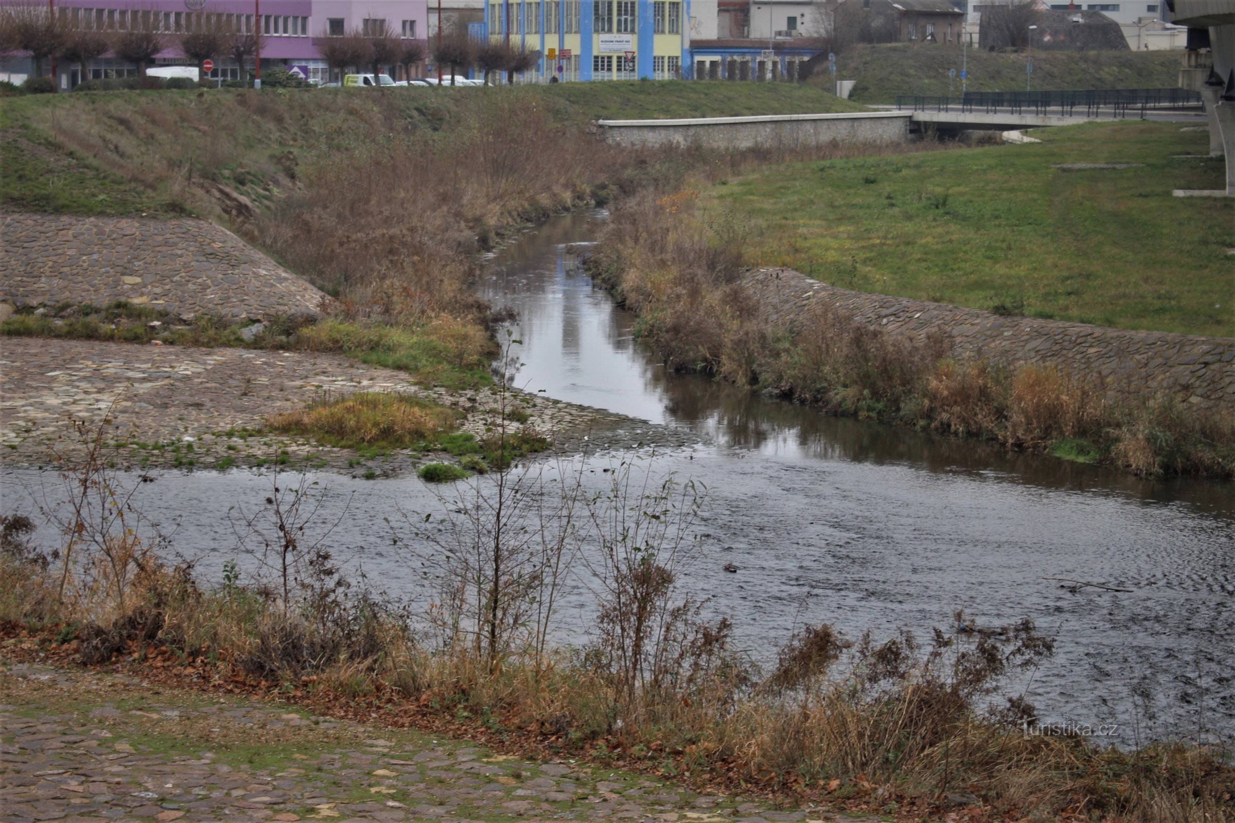 Detail van samenvloeiing bij laag water