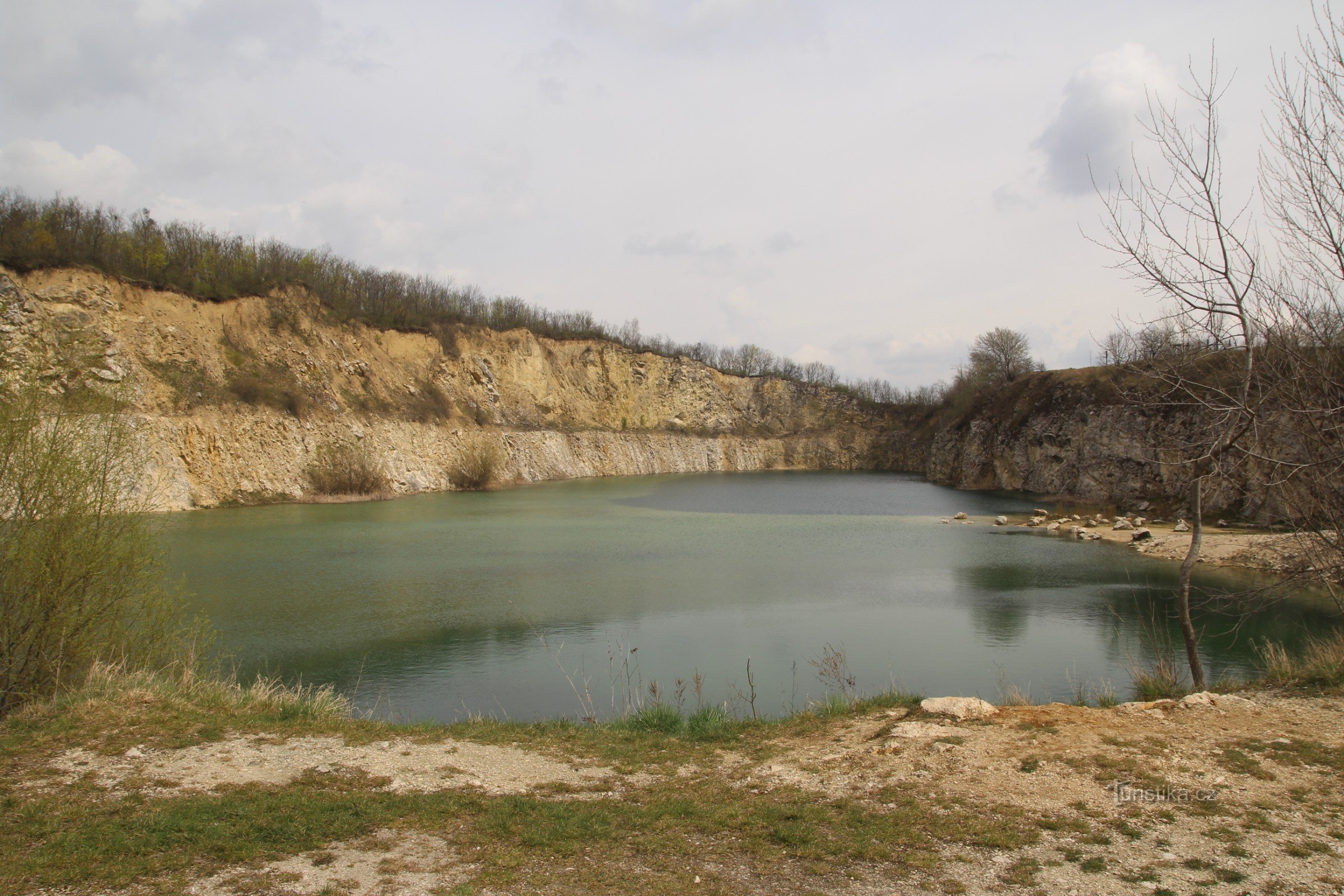 Detailed view of the quarry walls and water surface