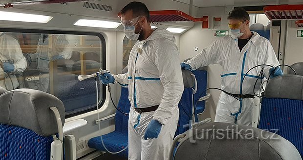 Disinfection of Czech Railways cars, source: ČD