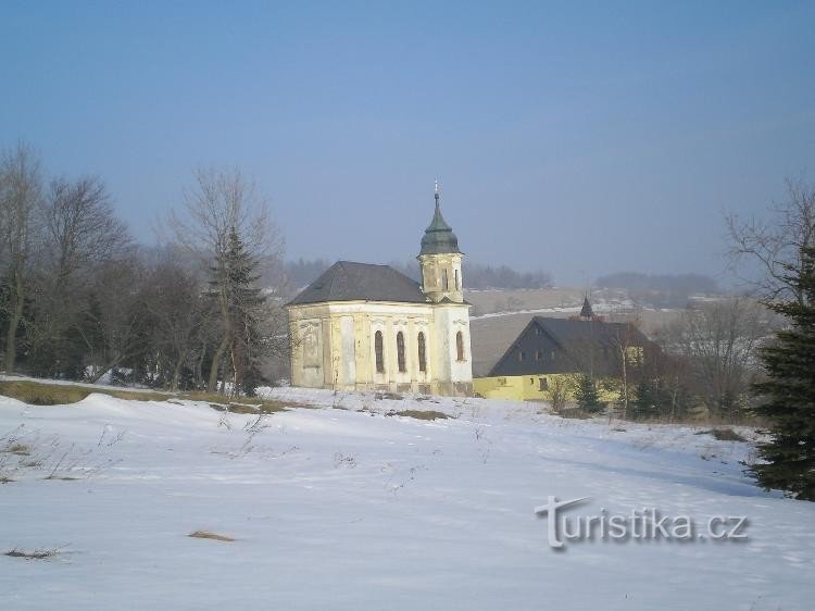 Dlouhá Louka: Neobarokke kerk uit de 19e eeuw