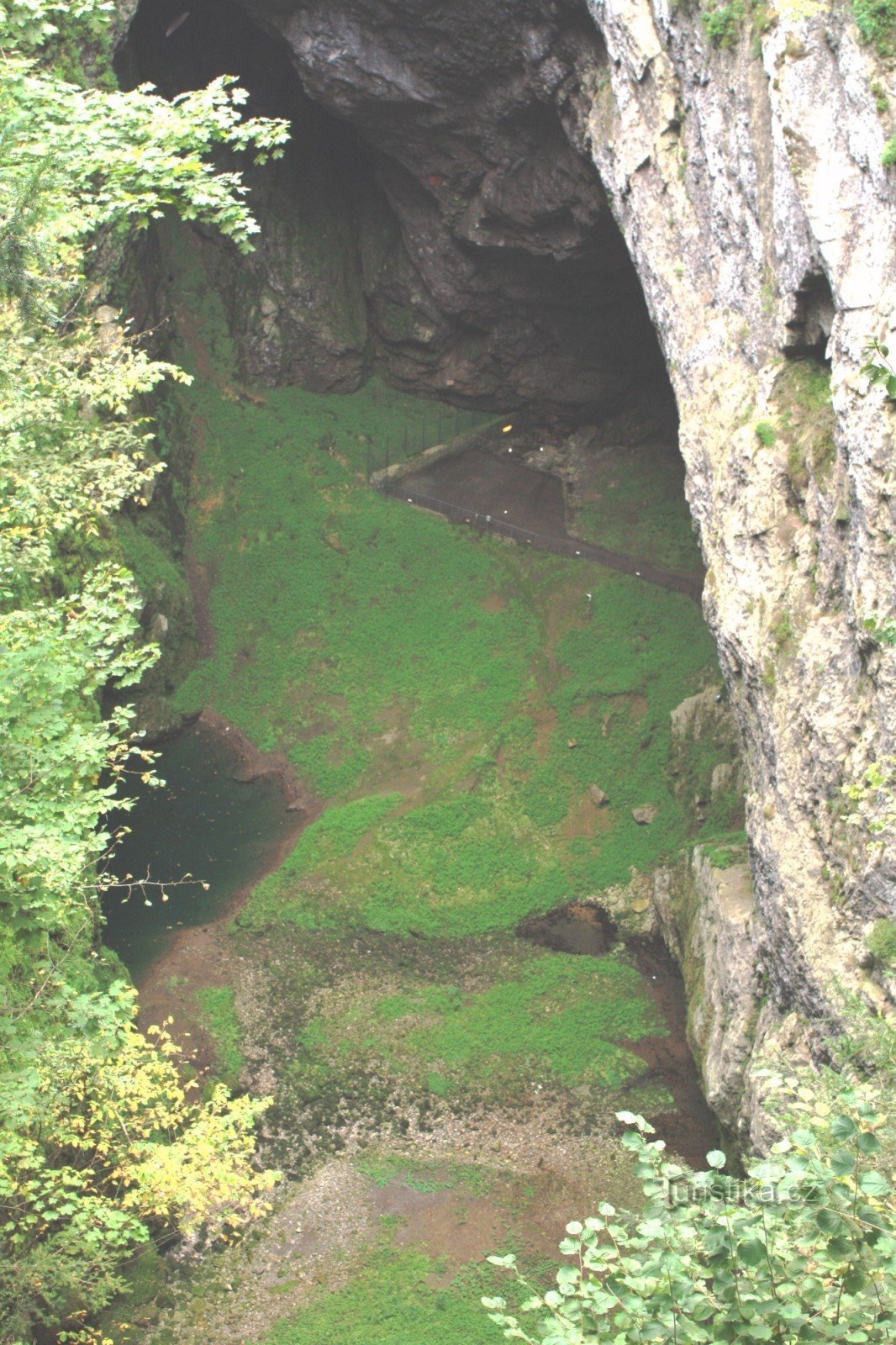 The bottom of the Macocha chasm from Dolní móstok