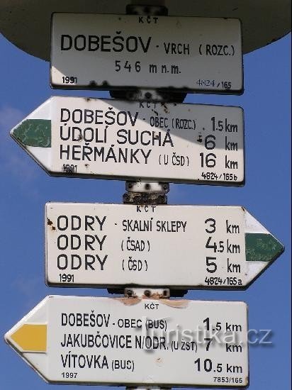 Dobešovský vrch: Dobešovský vrch - placa de sinalização