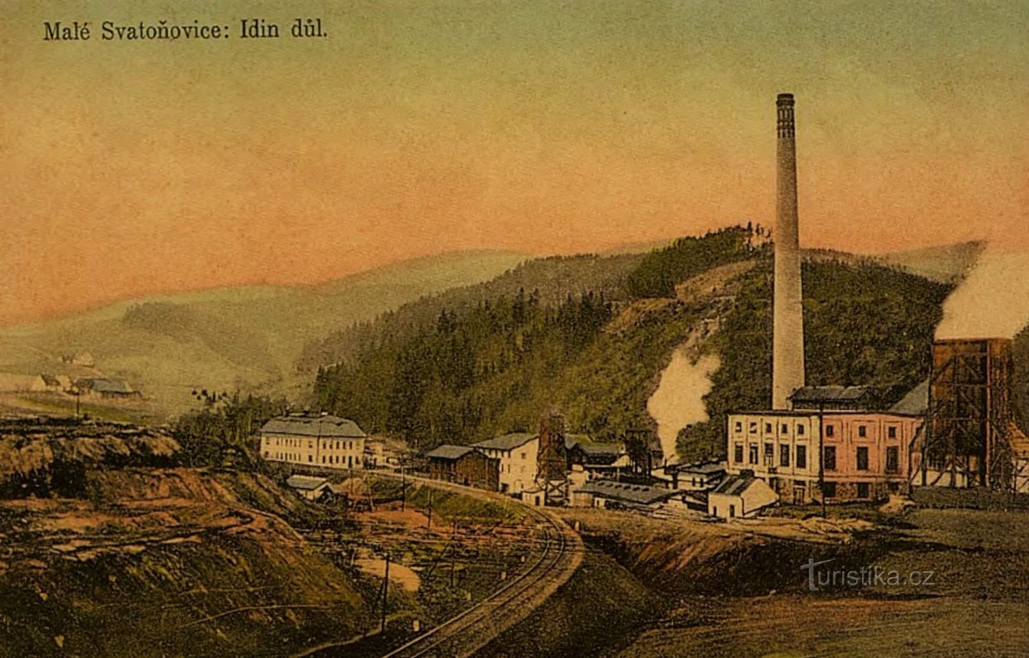 Dobová pohlednice dolu Ida i s elektrárnou (Malé Svatoňovice)
