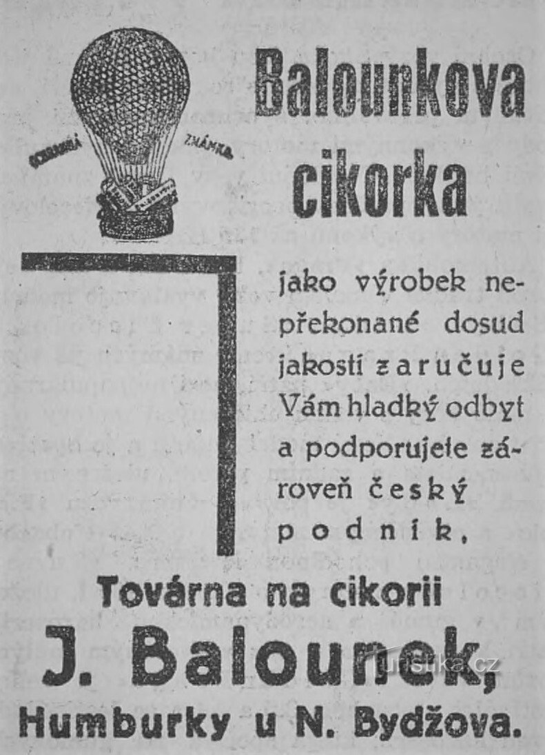Period advertisement of Balounk's company (1935)