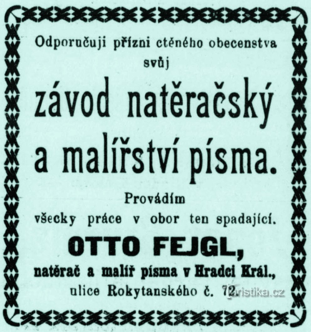 Publicidade de época da empresa Otto Fejgla (1905)