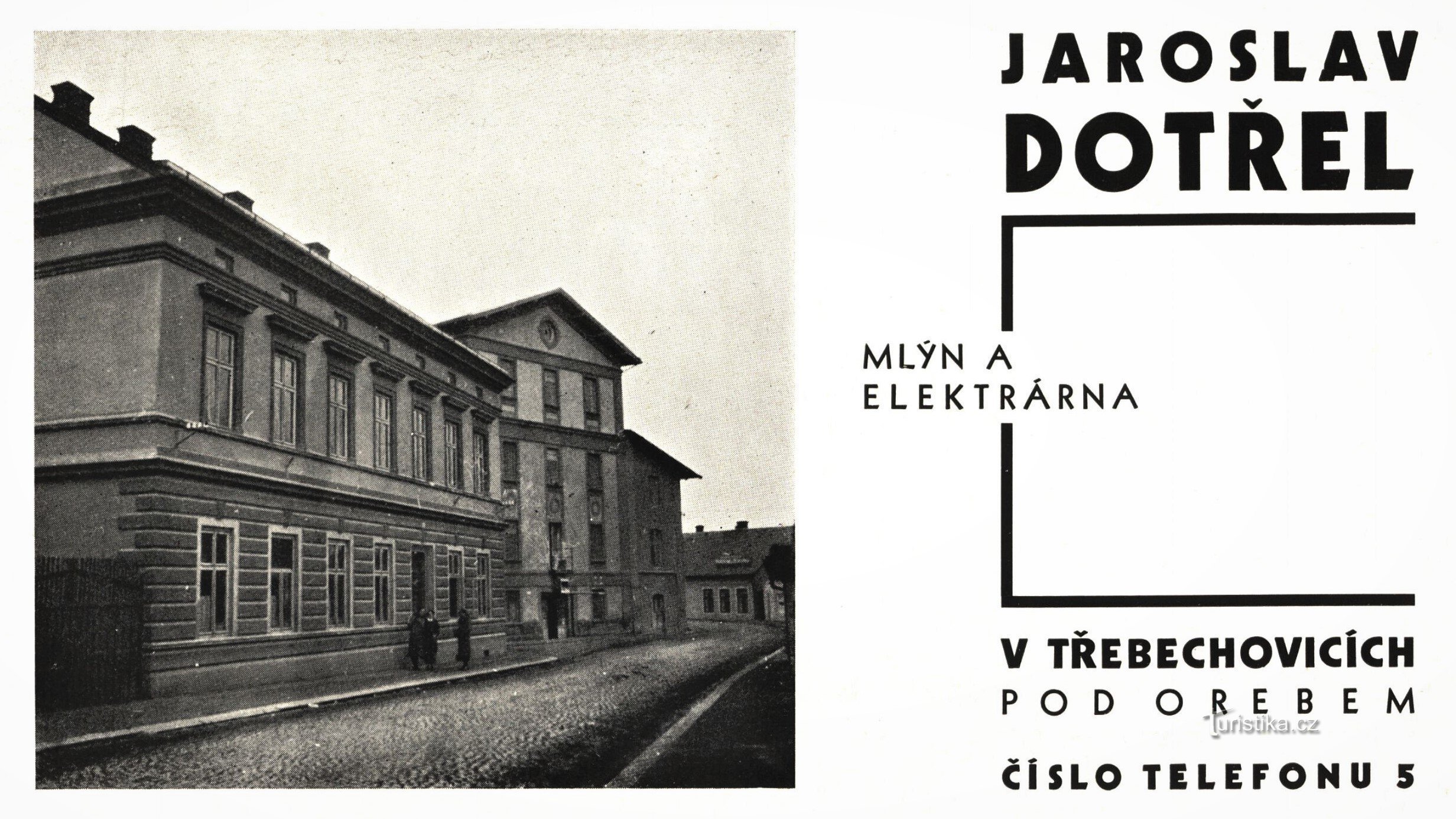 Reklama z epoki młynarza Jaroslava Dotřela (1934)