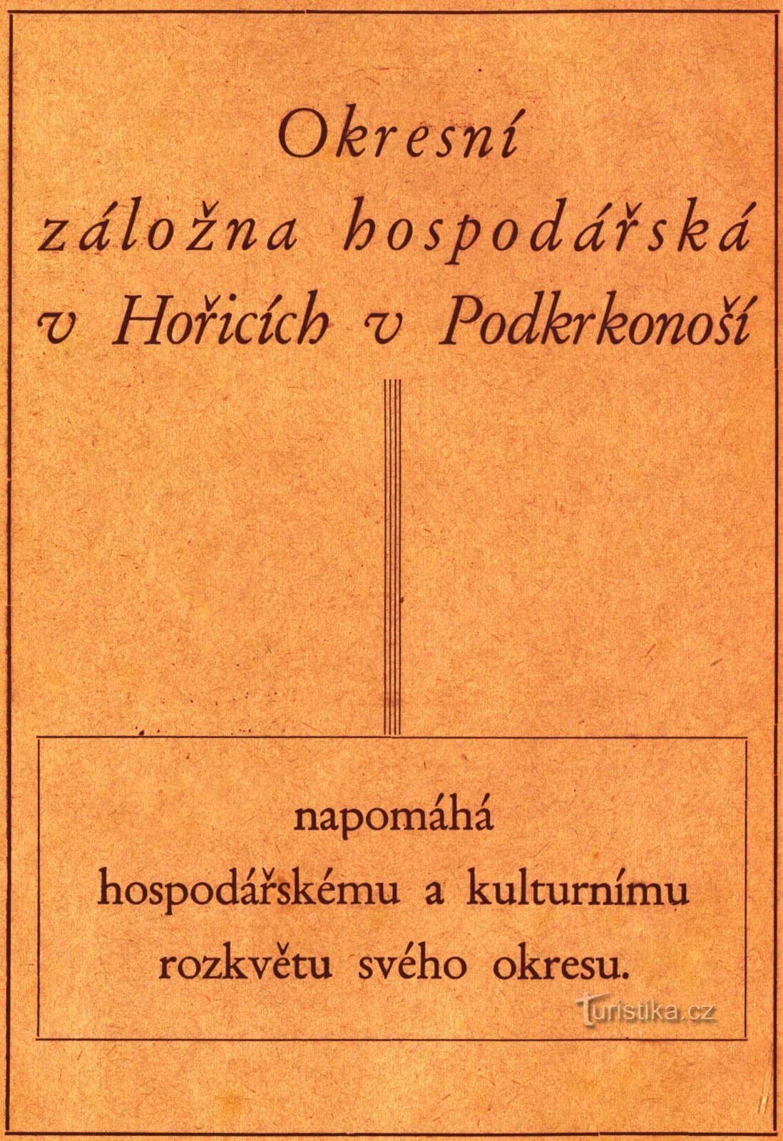 Publicité d'époque de la Caisse d'épargne économique du district à Hořice à partir de 1948