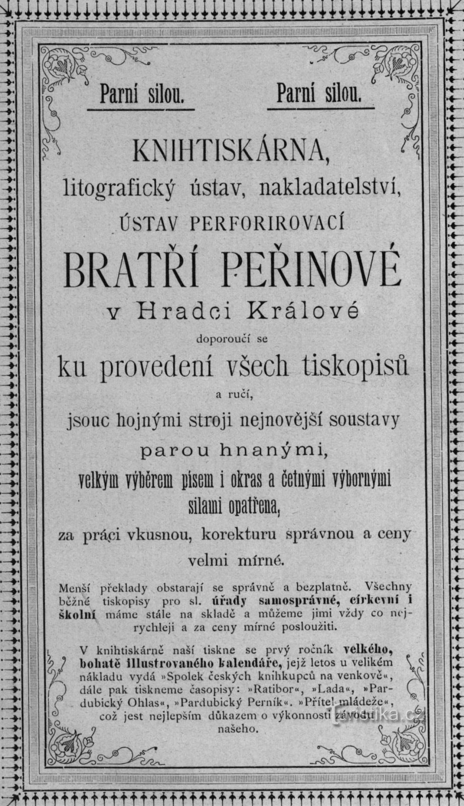 Dobová reklama z roku 1889