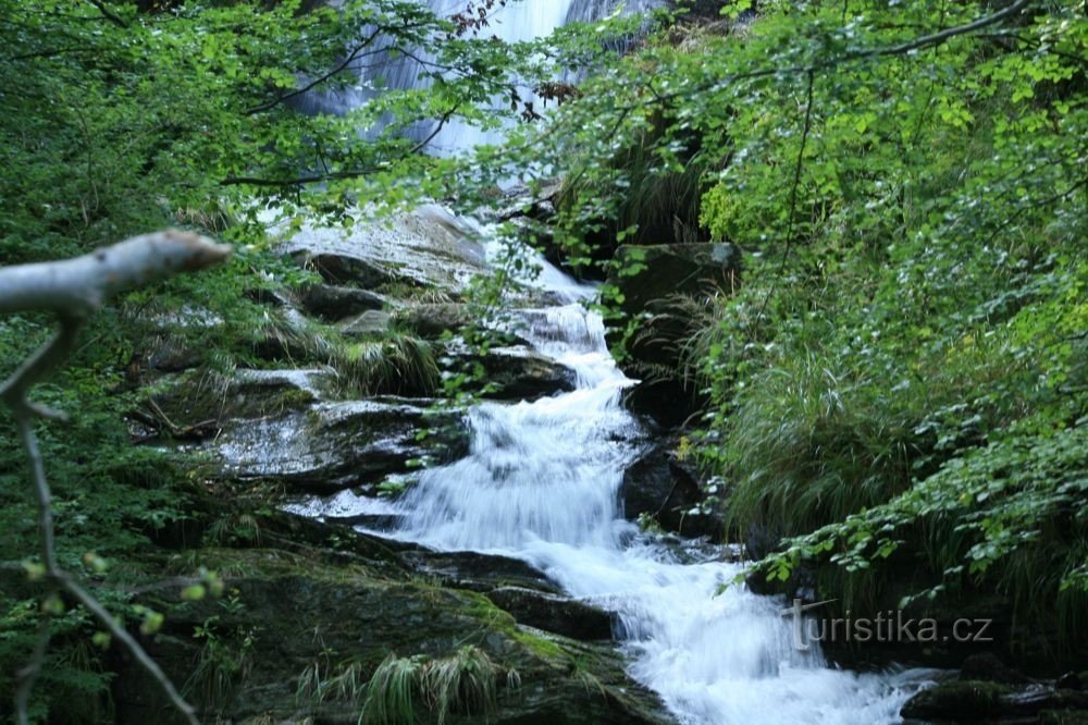 der untere Teil des Wasserfalls