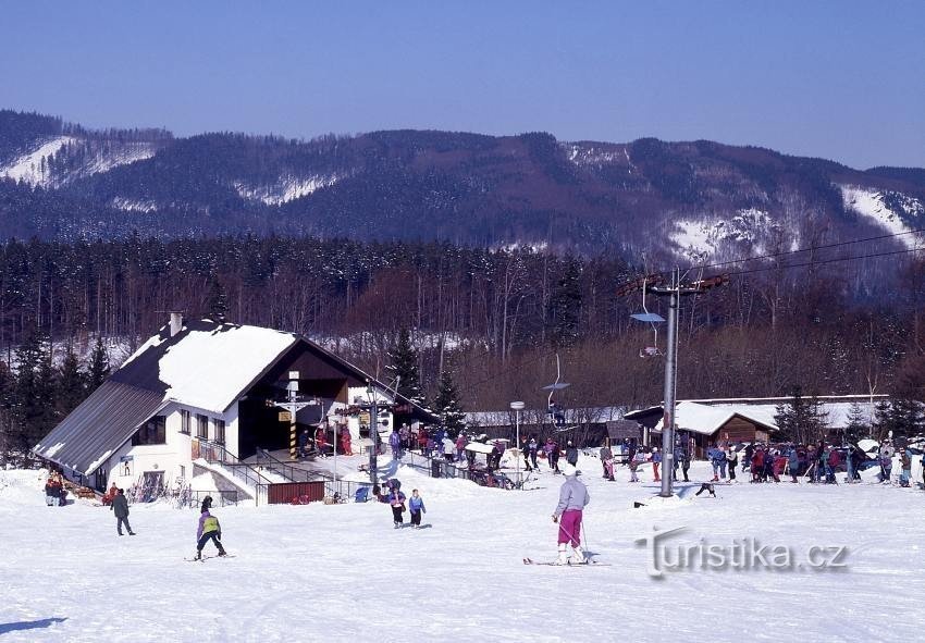 The lower station of the original single-seat cable car