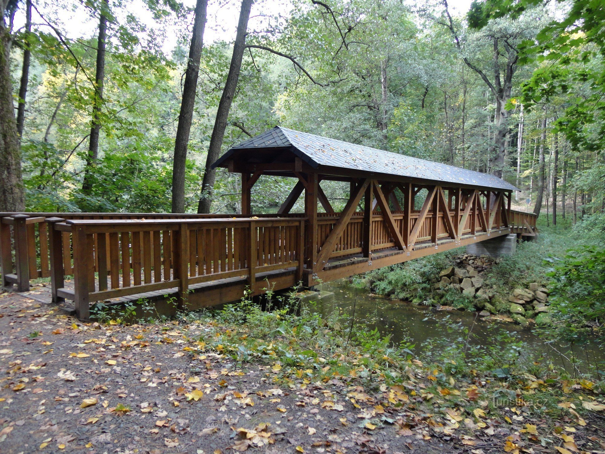 Wooden footbridge over the Úpa