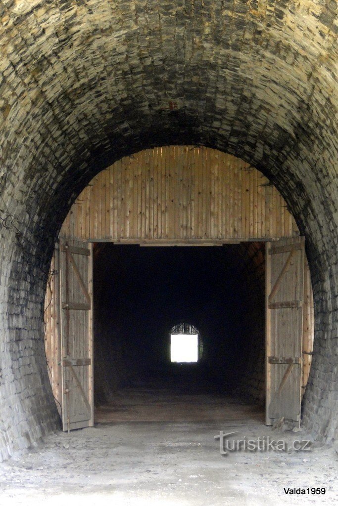トンネル内の木の門