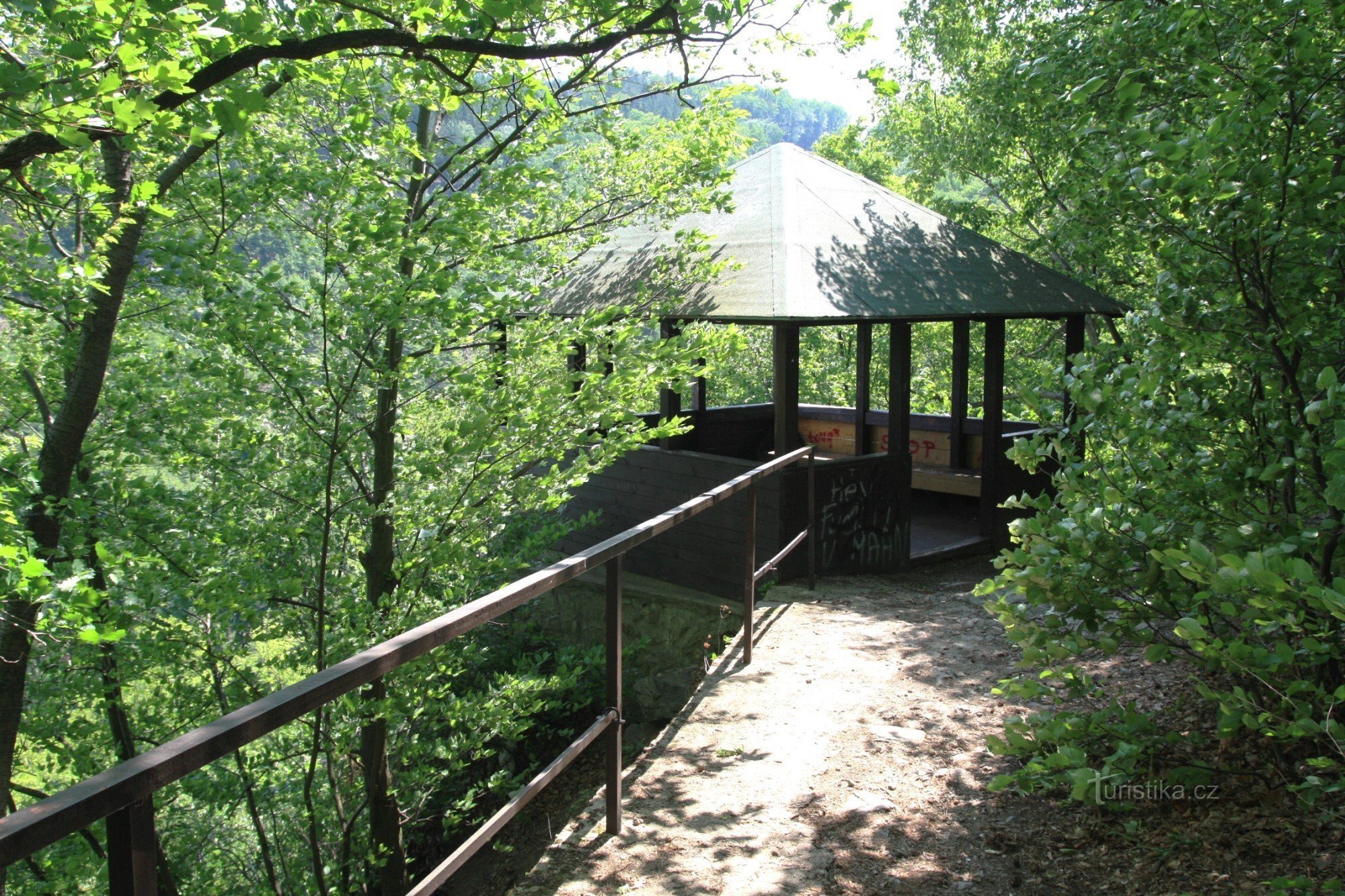 Wooden gazebo on the slope of the Castle Hill