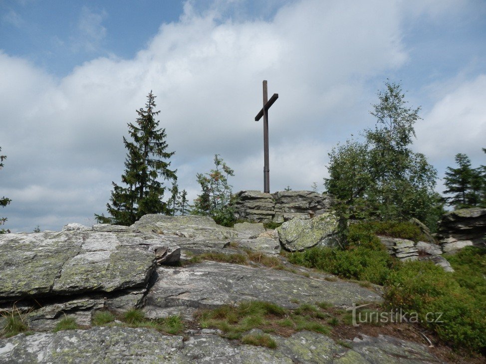 Holzkreuz auf dem Weißen Felsen