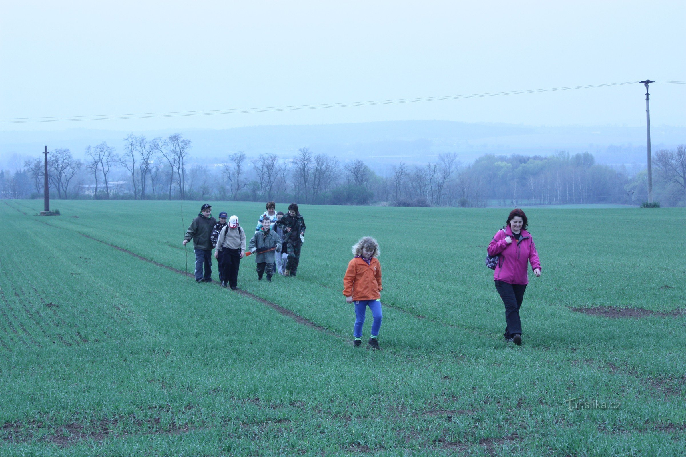 A wooden cross in the fields near Měrovice nad Hanou