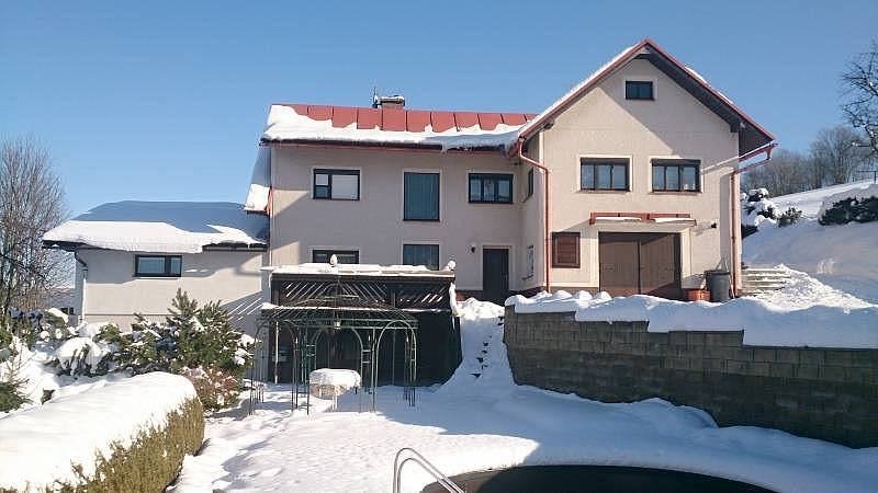 house with pool in winter