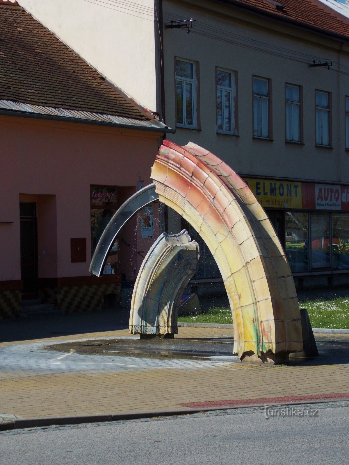 Dos fuentes - decoración de la ciudad en Bystřice pod Hostýnem