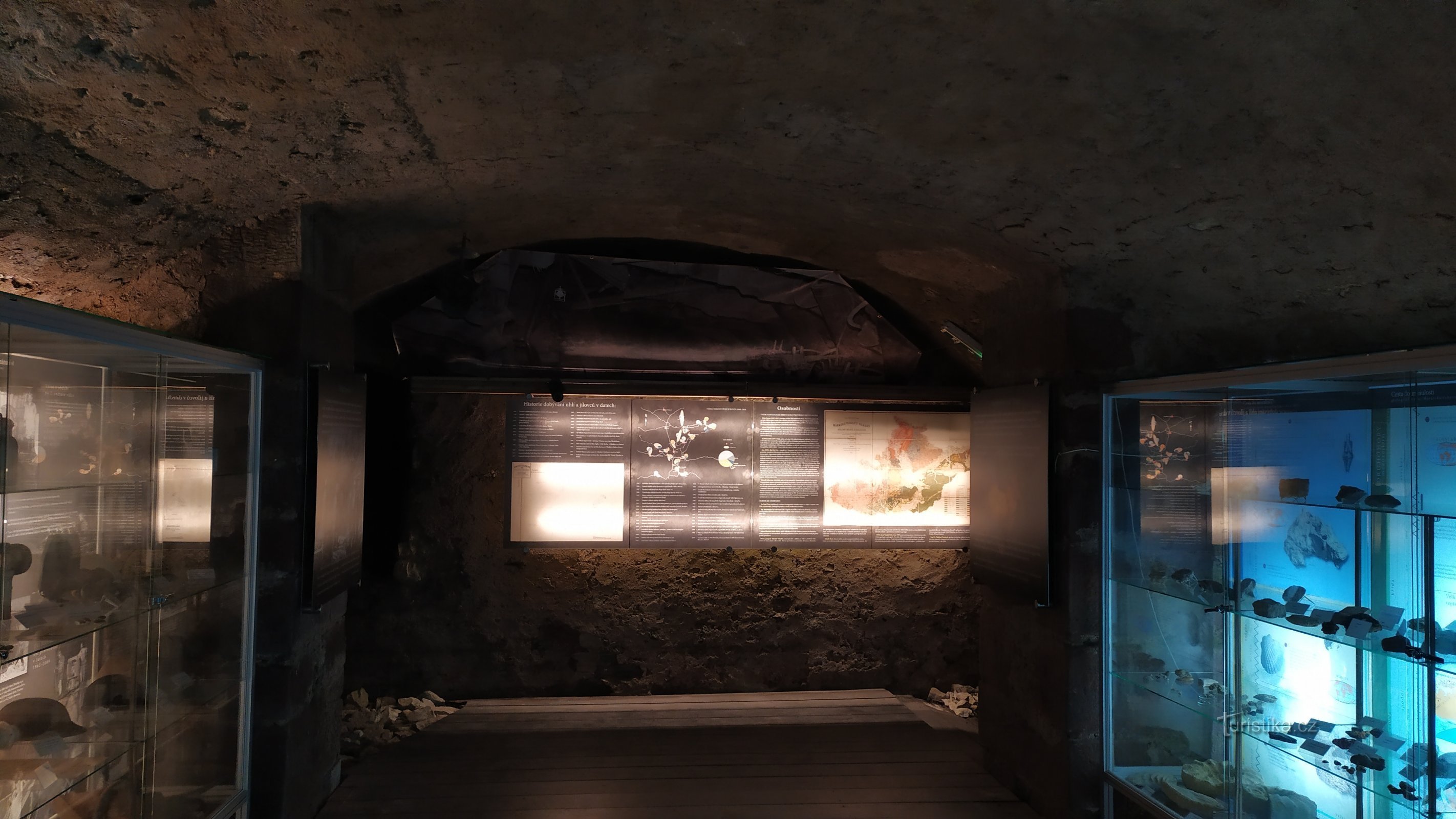 The exhibition is located in the remains of the cellar of the old castle