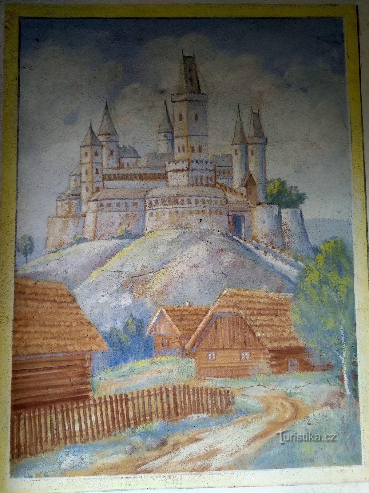 fresco in het dorp Podhradí - een afbeelding van Veliš Castle