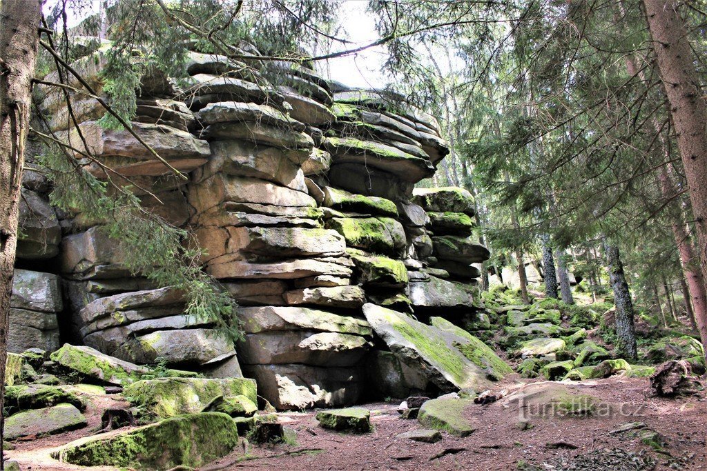 Hamerské skály, severní strana hřebene