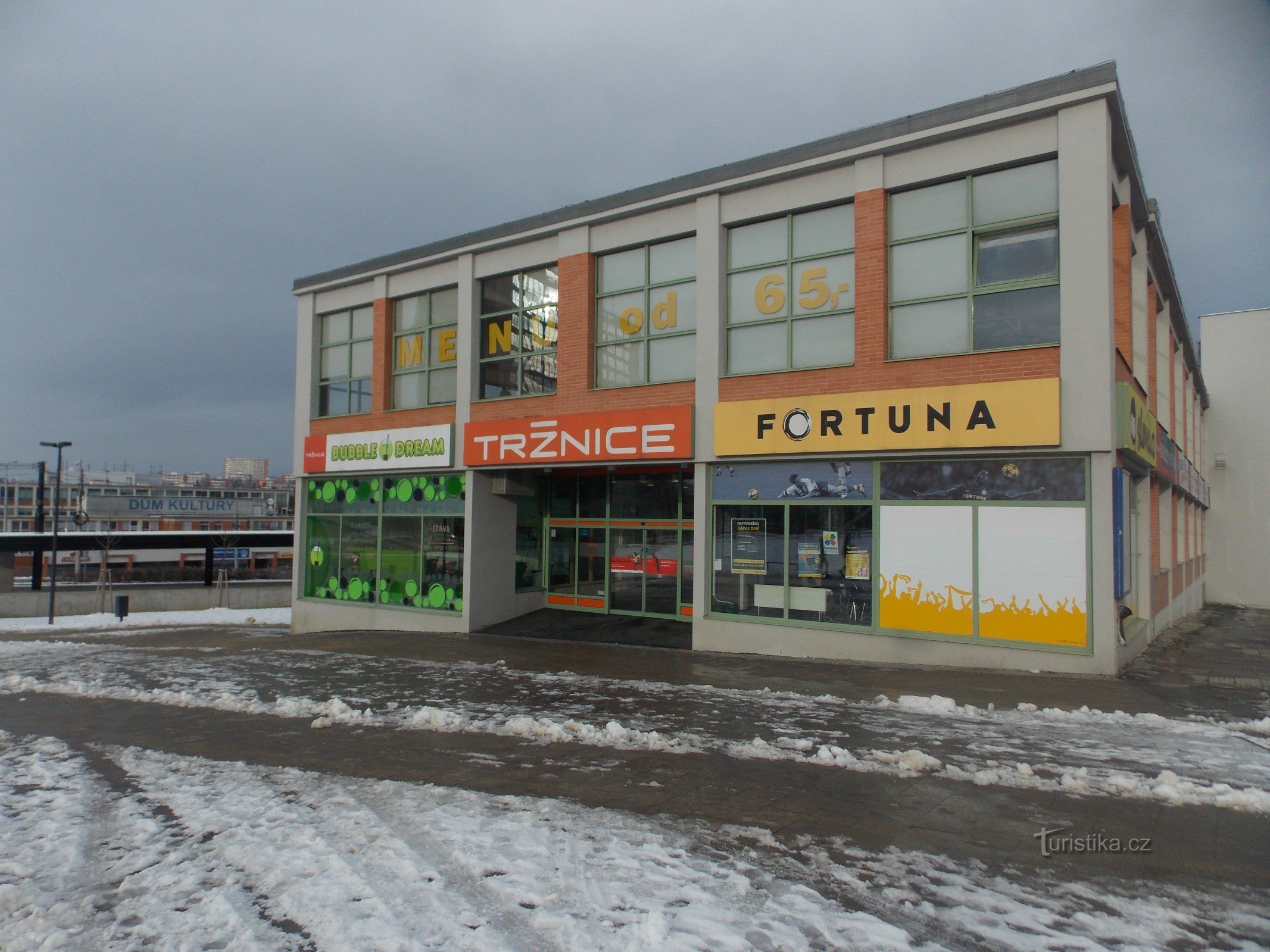 The historical building of the Market Square on Prače square in Zlín