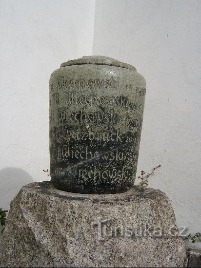 Historisk urne: foran kirkegårdskirken