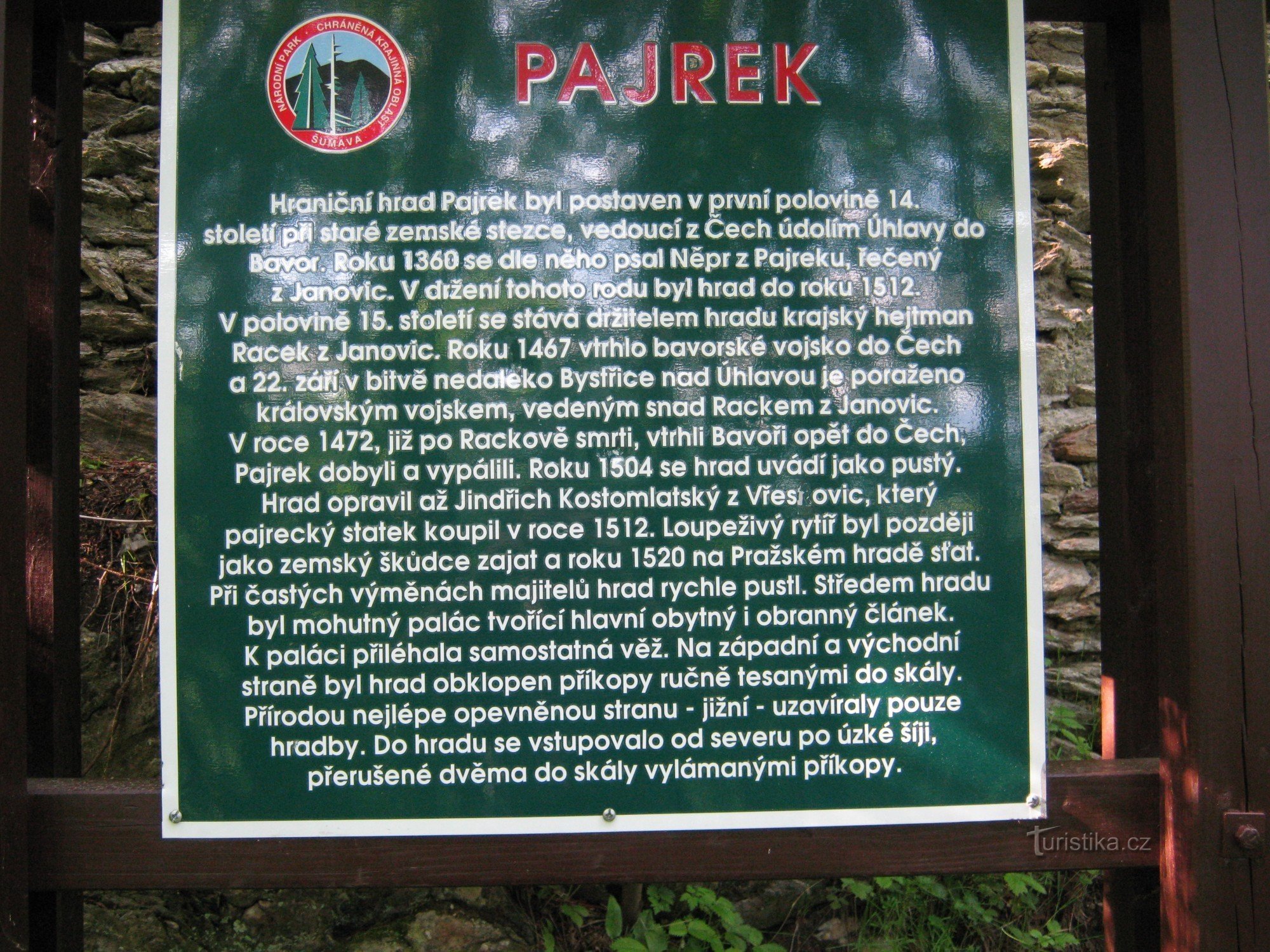 Histoire du château de Pajrek