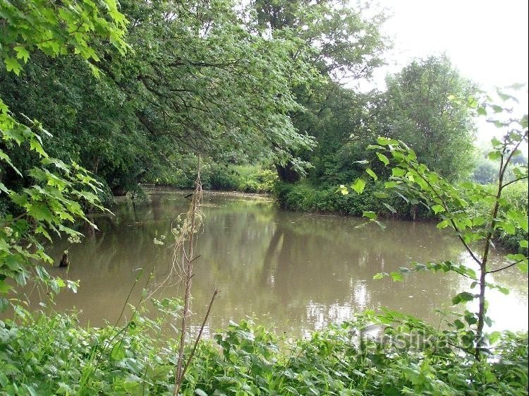 Niveau st Ondřejnice par l'écluse et le déversoir dans le cours actuel de la rivière