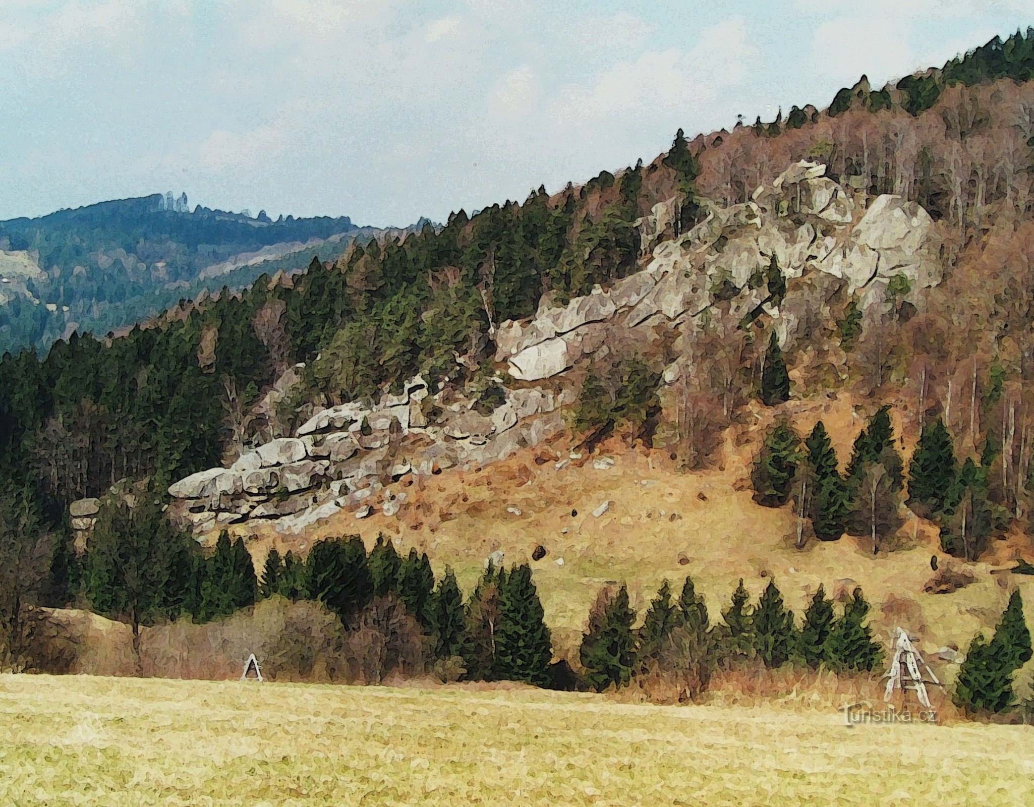 Belangrijkste rotsen met het hoogste punt Zámčisek