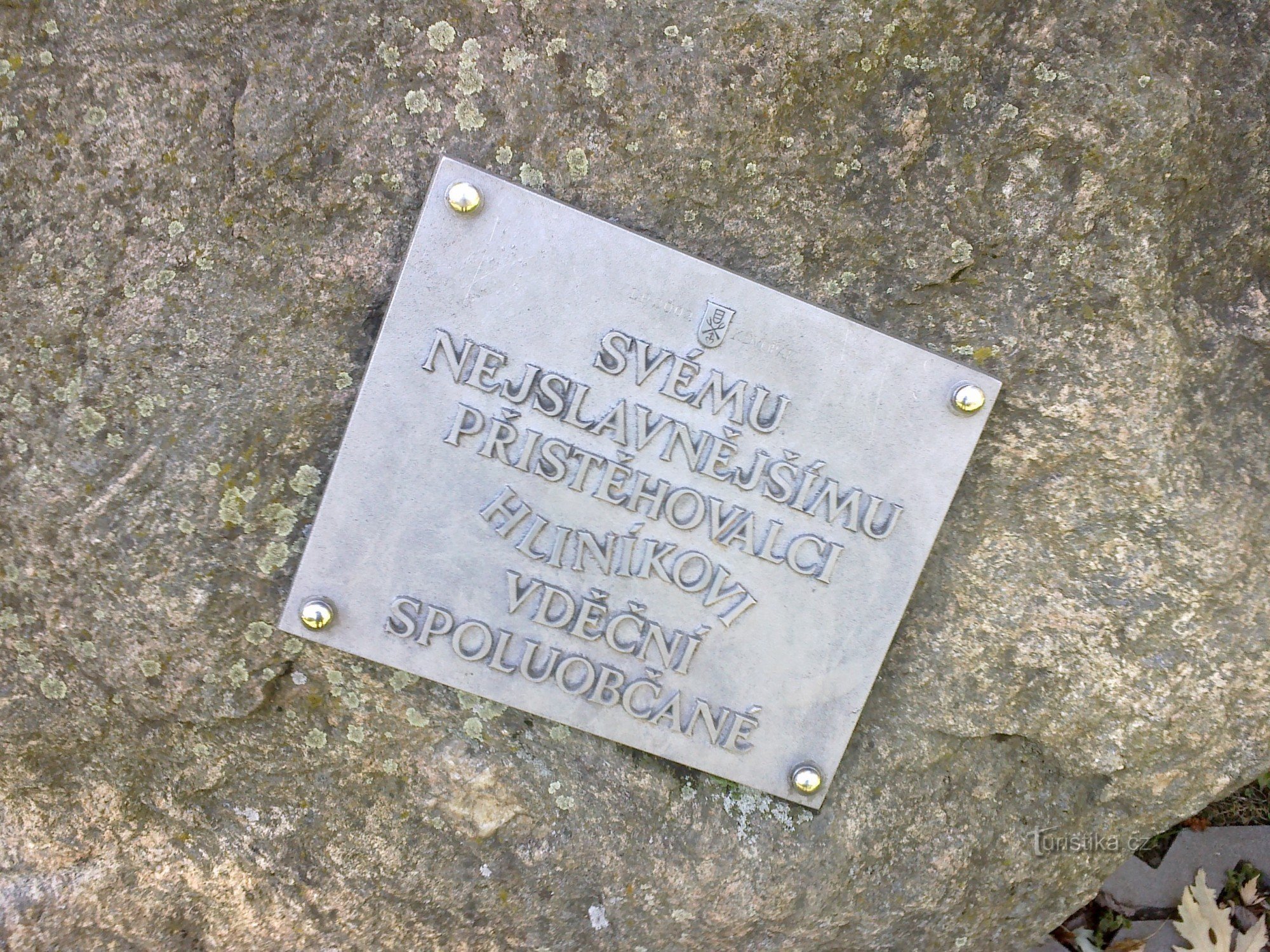 Aluminum memorial plaque in Humpolec.